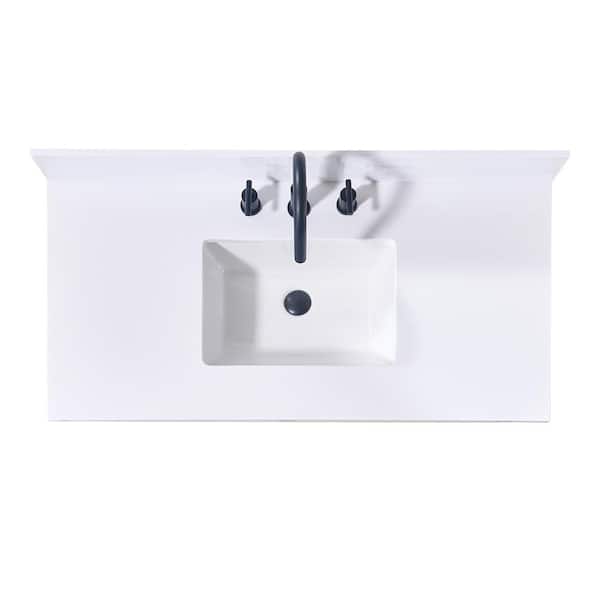 Altair Andalo 43 in. W x 22 in. D Engineered Stone Composite Vanity Top in Snow White with White Rectangular Single Sink