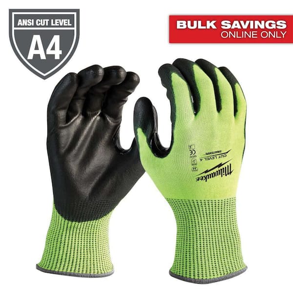 Milwaukee XX-Large High Visibility Level 4 Cut Resistant Polyurethane Dipped Work Gloves