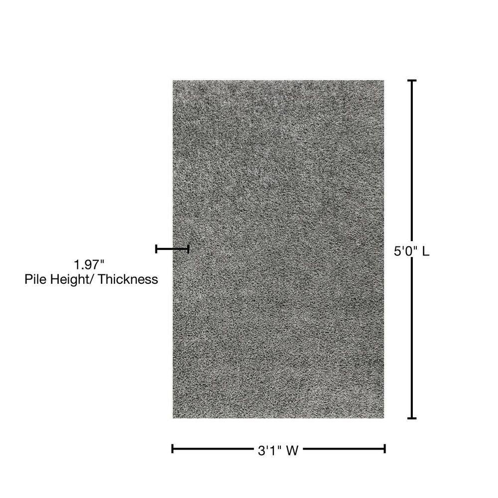 Charcoal Plush Shag Rectangular Area Rug with Tassel Design