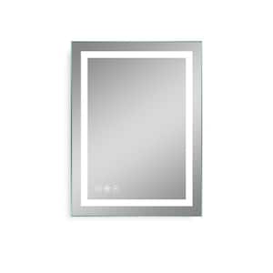 24 in. W x 36 in. H Rectangular Frameless LED Anti-Fog Wall Bathroom Vanity Mirror in Silver