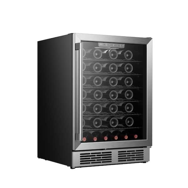 23.4 in. Single Zone 54-Bottle / 164-Can Freestanding Wine and Beverage Cooler Reversible Doors in Stainless Steel