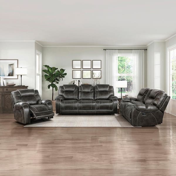 Lazzara Emily 87 in. W Pillow Top Arm Microfiber Rectangle 3-Piece