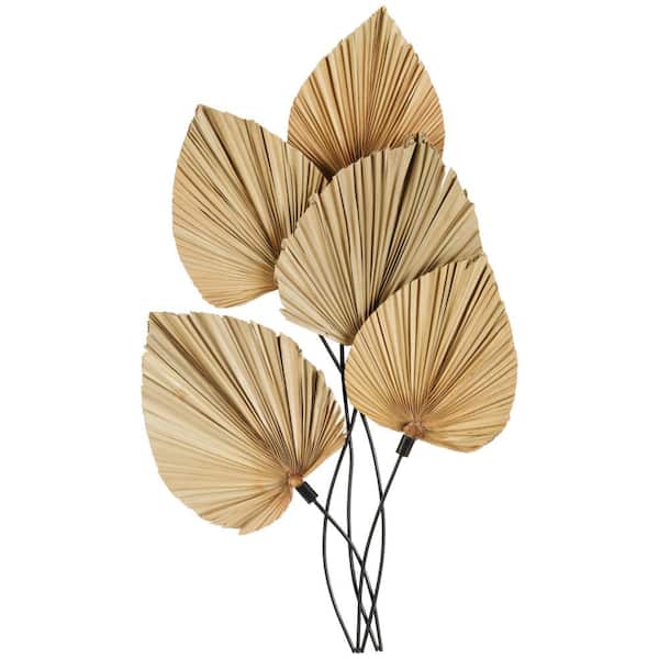 Litton Lane Metal Brown Layered Leaf Wall Decor with Palm Leave Accents