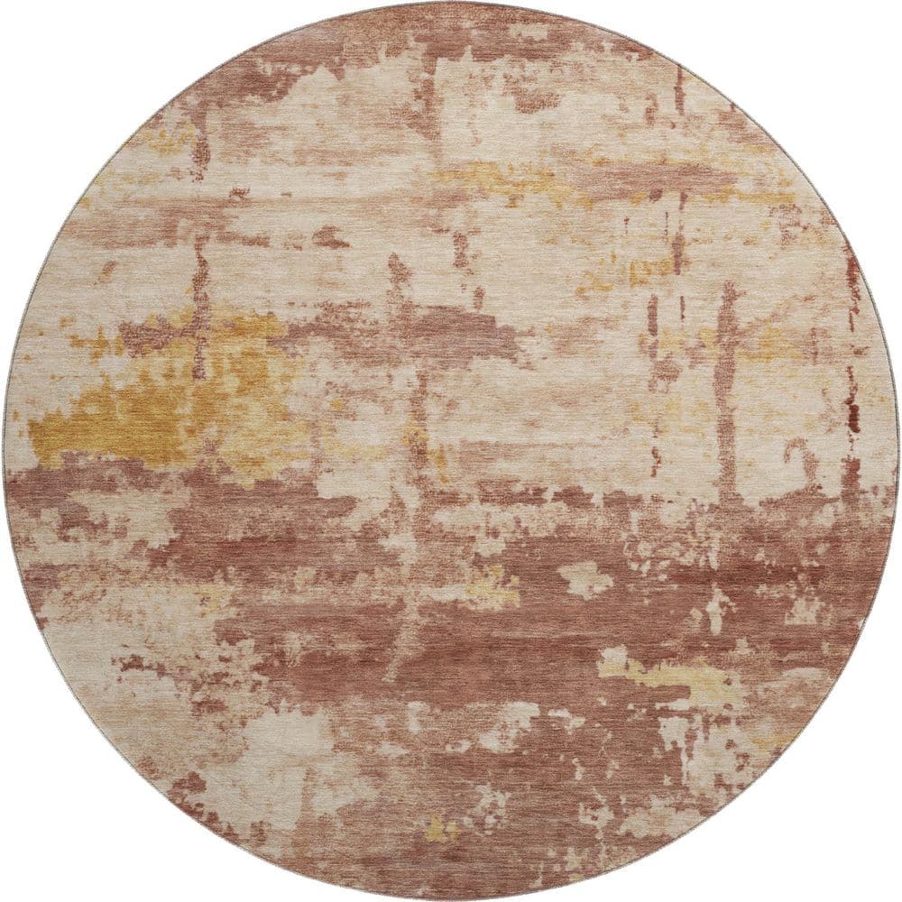 Mayfield Premium Machine Washable Abstract AMF2362 Paprika 8 ft. x 8 ft. Round Rug price history on PriceWatchPro
