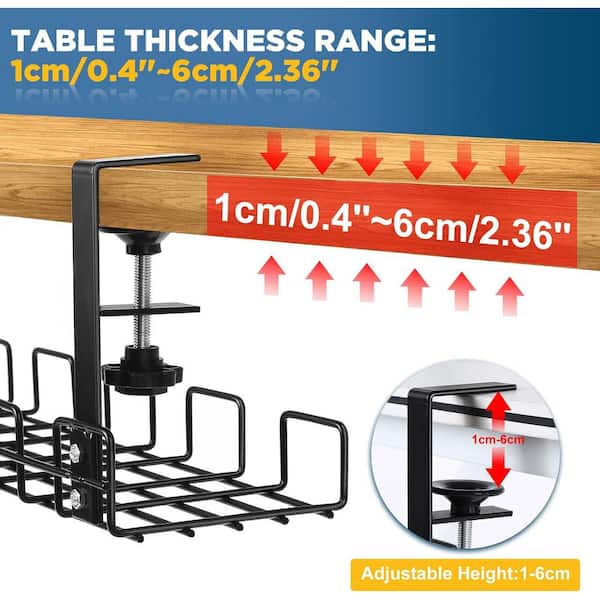 under Desk Cable Management Tray Wire Cable Tray Holder No Drill No Damage Cable  Tray Basket Wire Storage Rack for Office Desks House Tool 
