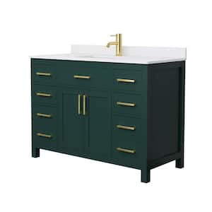 Beckett 48 in. W x 22 in. D x 35 in. H Single Sink Bathroom Vanity in Green with White Cultured Marble Top