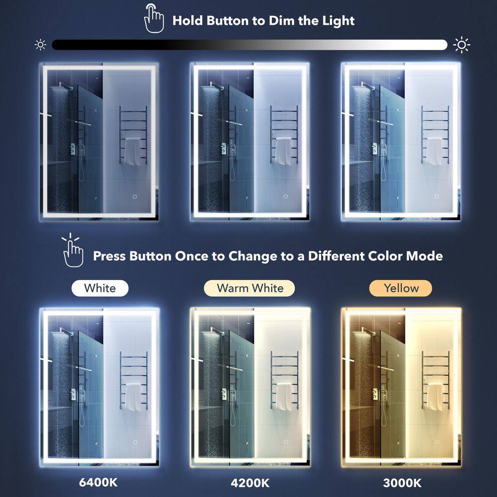 Pax Rectangular Frameless LED Bathroom Vanity Mirror