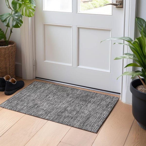 Chantille Machine Washable Indoor/Outdoor Abstract ACN917 Charcoal 1 ft. 8 in. x 2 ft. 6 in. Area Rug