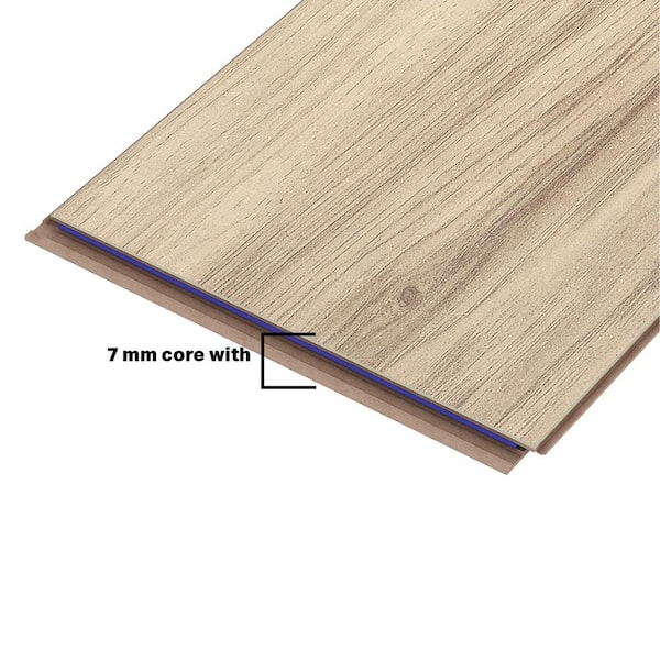 TrafficMaster Lakeshore Pecan Stone 7 mm T x 7.6 in. W Laminate Wood Flooring (24.2 sqft/case)