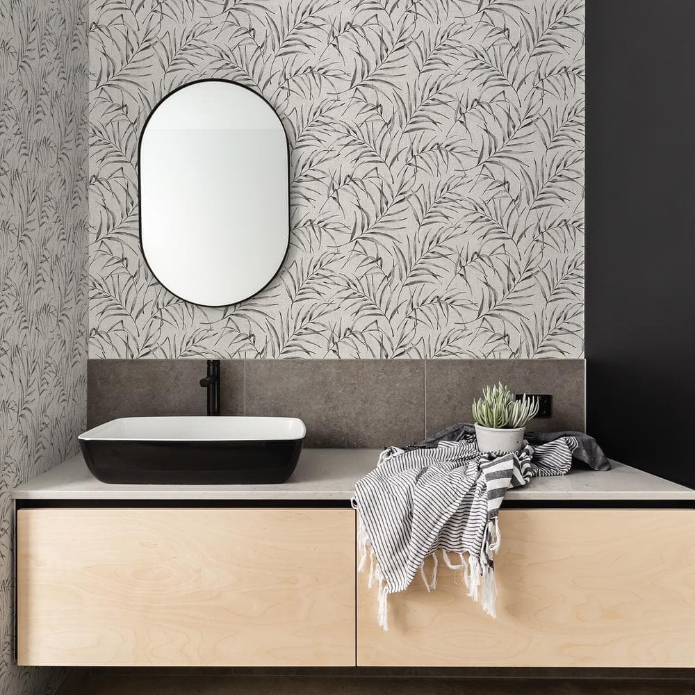 Grey and Taupe Non-Woven Floral Wallpaper Roll