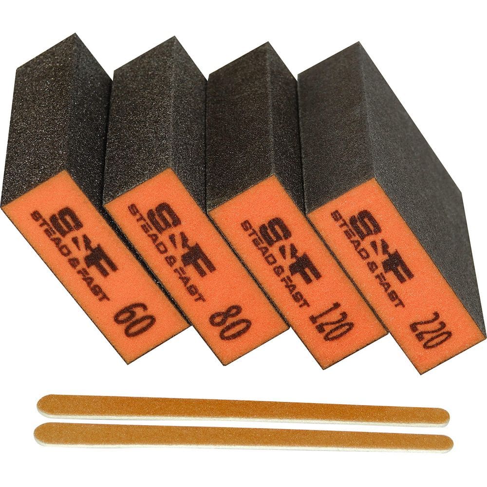 2.8 in. x 0.33 ft. x 0.08 ft. 60 80 120 220 Coarse Sandpaper Sanding Sponge for Wood, Metal, Gypsum and Drywall (4-Pack) price history on PriceWatchPro