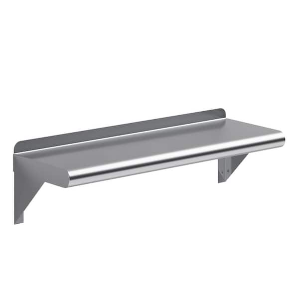 AMGOOD 8 in. x 24 in. Stainless Steel Wall Shelf. Kitchen, Restaurant, Garage, Laundry, Utility Room Metal Shelf with Brackets