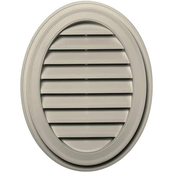 Builders Edge 21 in. x 27 in. Oval Beige/Bisque Plastic Built-in Screen Gable Louver Vent