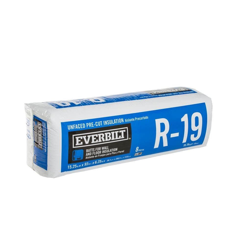 Everbilt R-19 Unfaced Fiberglass Insulation Batt 15.25 in. x 93 in ...