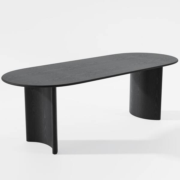Dovelina Haiden Modern Oval Oak Wood Top Black 79 in. Double Pedestal