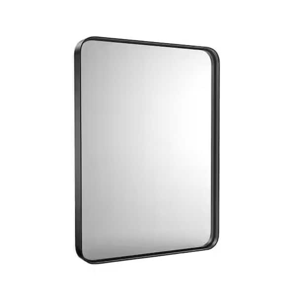 Relyblo 22 in. W x 30 in. H Rectangular Framed Wall Bathroom Vanity Mirror in Black Modern Decorative for Vertically Hanging