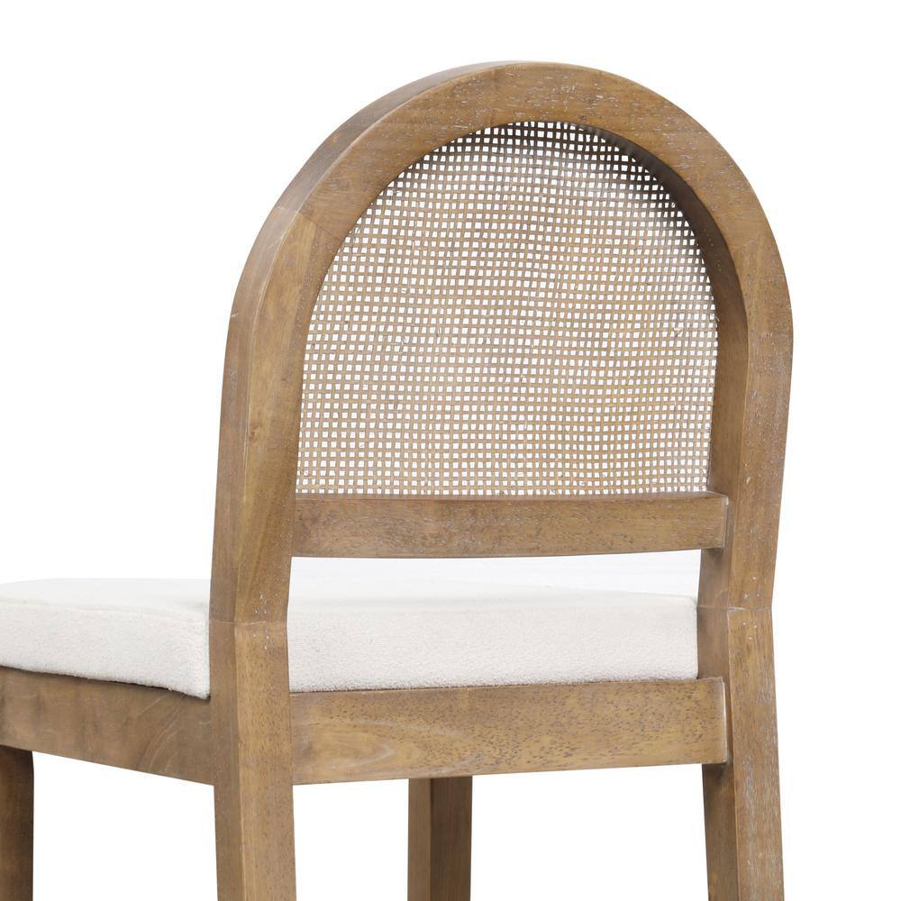 Bailey Light Brown Wood and Rattan Counter Height Barstool