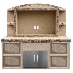Stucco and Tile Outdoor Entertainment Center Serving Bar