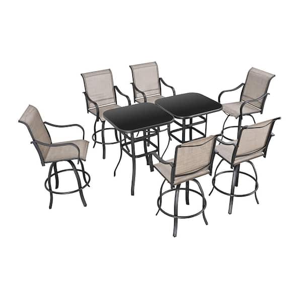TOP HOME SPACE 8-Piece Metal Square Bar Height Outdoor Bistro Set