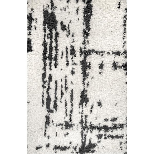 nuLOOM Amabella Abstract Cozy Soft and Fluffy Shag Beige 7 ft. 10 in. x 10 ft. Indoor Area Rug