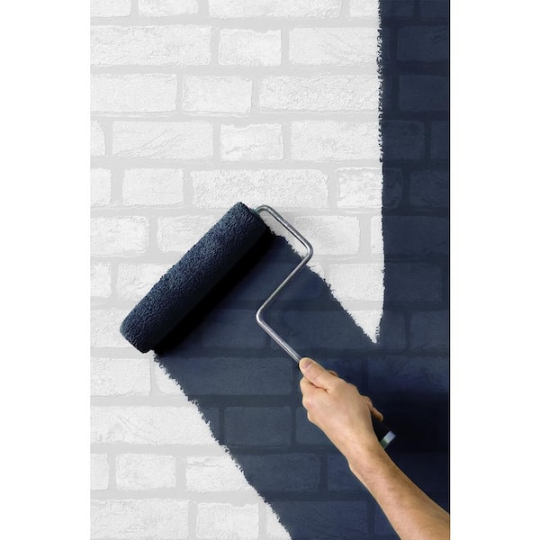 31.35 sq. ft. Off-White Vintage Brick Vinyl Paintable Peel and Stick Wallpaper Roll