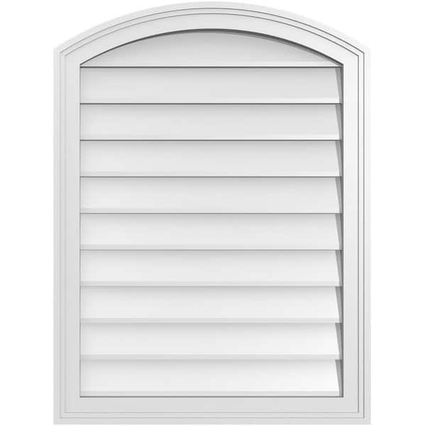 Ekena Millwork 24" x 32" Arch Top Surface Mount PVC Gable Vent: Functional with Brickmould Frame