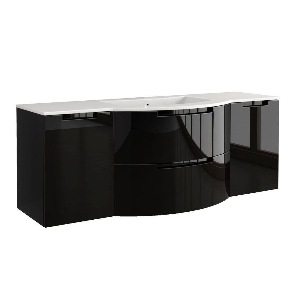 Latoscana Oasi 57 In. Vanity In Glossy Black With Tekorlux Vanity Top In White With White Basin-Oa57Opt4B - The Home Depot