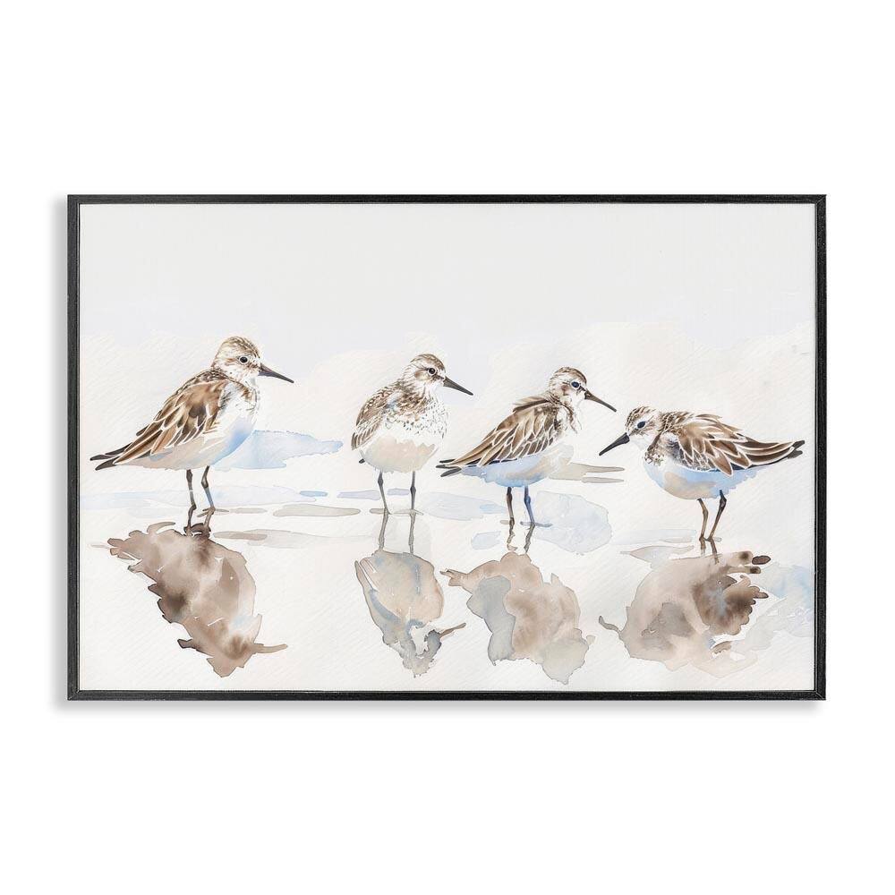 Sandpipers Shore Reflection by Petal Prints Design Black Framed Animal Giclee Art Print 20 in. x 30 in. price history on PriceWatchPro