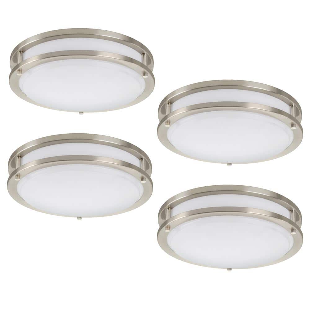 11 in. Orbit Round Brushed Nickel Color Selectable LED Flush Mount Ceiling 