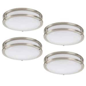 11 in. Orbit Round Brushed Nickel Color Selectable LED Flush Mount Ceiling Light 1000 Lumens Dimmable (4-Pack)