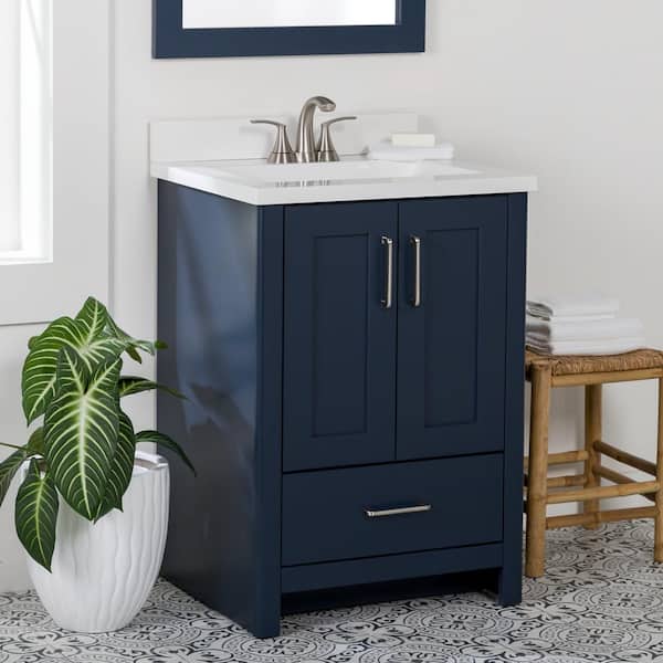 Home Decorators Collection Westcourt 24 in. W x 22 in. D x 34 in. H Bath Vanity Cabinet without Top in Blue