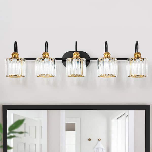 RRTYO Avenlur 37.4 in. 5-Light Glam Black Gold Dimmable RRTYO Avenlur 37.4 in. 5-Light Glam Black Gold Dimmable