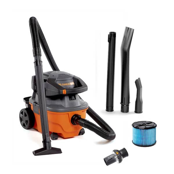 4 Gal. 6.0 Peak HP Shop Vacuum WD4080 Wet Dry Vac with Detachable Blower, Fine Dust Filter, Accessories and LED Cuff