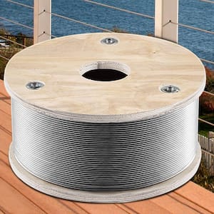 500 ft. x 1/8 in. T316 Stainless Steel Wire Rope 2100 lbs. Load Aircraft Wire Cable with 1x19 Strands Core for Railing