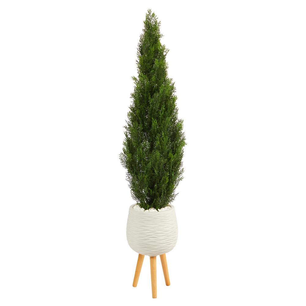 5 ft. Cedar Artificial Tree in White Planter with Stand (Indoor/Outdoor) price history on PriceWatchPro