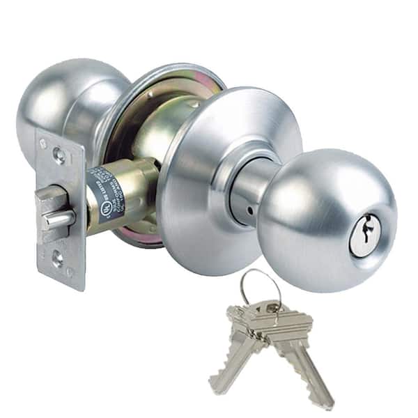 Premier Lock Stainless Steel Grade 3 Storeroom Door Knob with 2 SC1 Keys