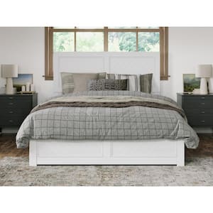 Canyon White Solid Wood Queen Foundation Bed Frame with Matching Footboard