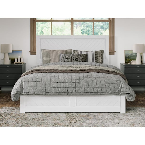 AFI Canyon White Solid Wood Queen Foundation Bed Frame with Matching Footboard