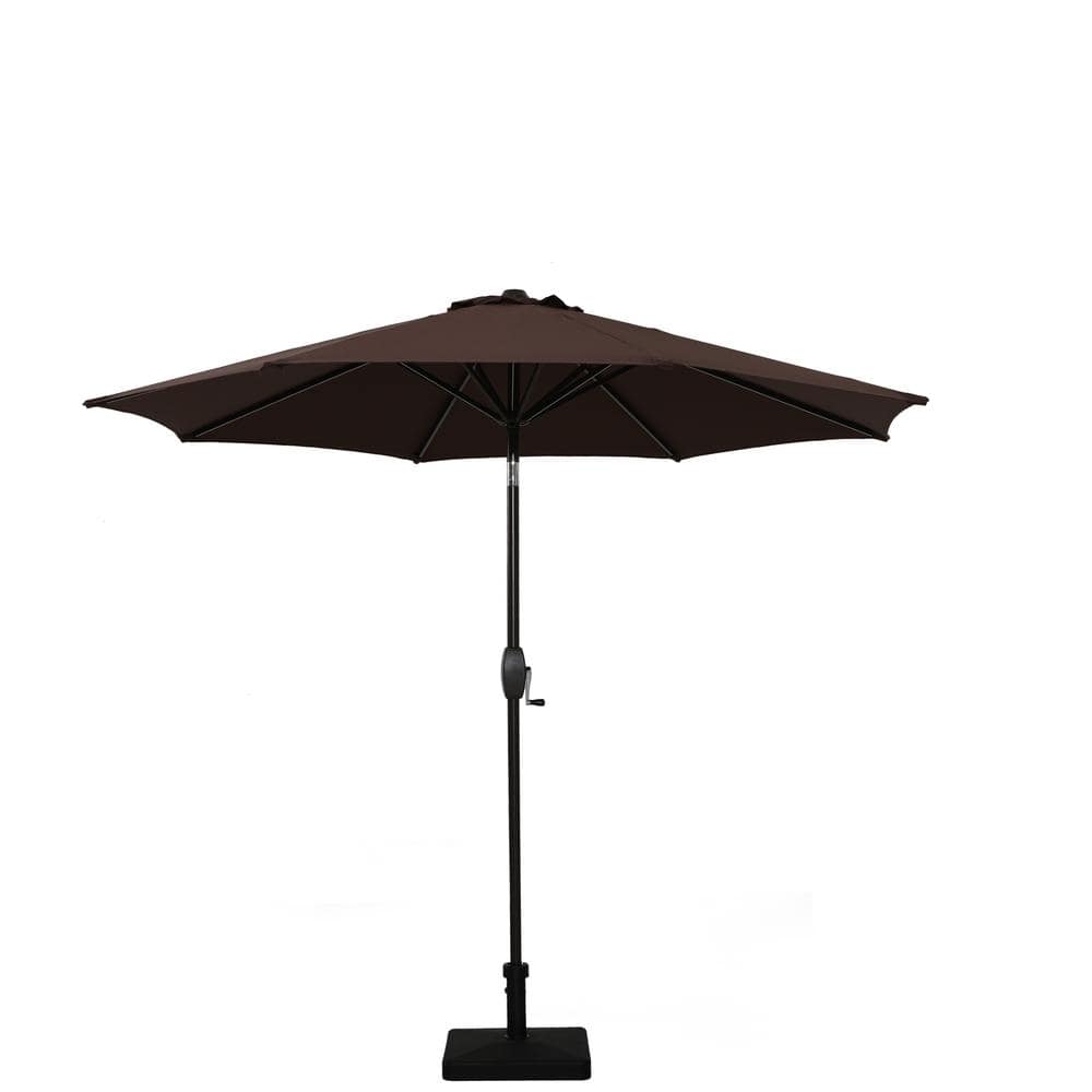 9 ft. Steel Market Outdoor Patio Umbrella in Coffee