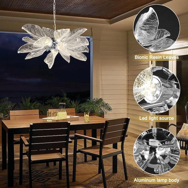 Gleam Flare D23 in. 16-Light Silver Modern Chandelier, Crystal