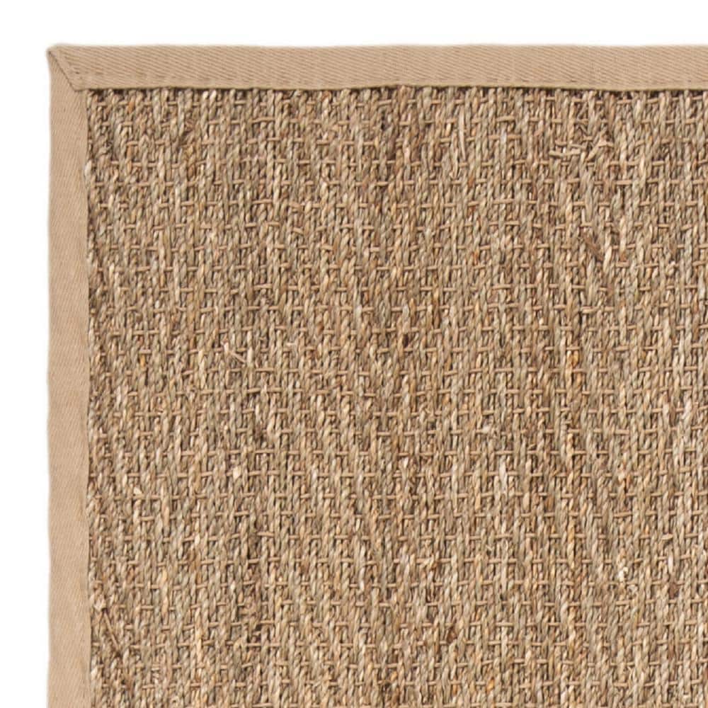 Gray Handwoven Natural Fiber Area Rug with Cotton Border