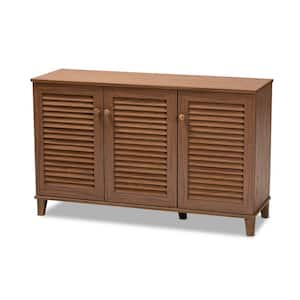 27.5 in. H x 44.5 in. W Brown Wood Shoe Storage Cabinet