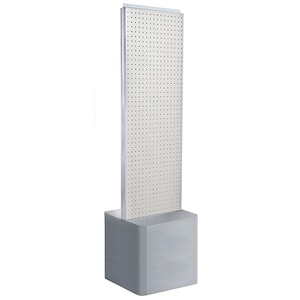 60in. H x 16 in. W 2-Sided Pegboard Floor Display on Adjustable Studio Base in White