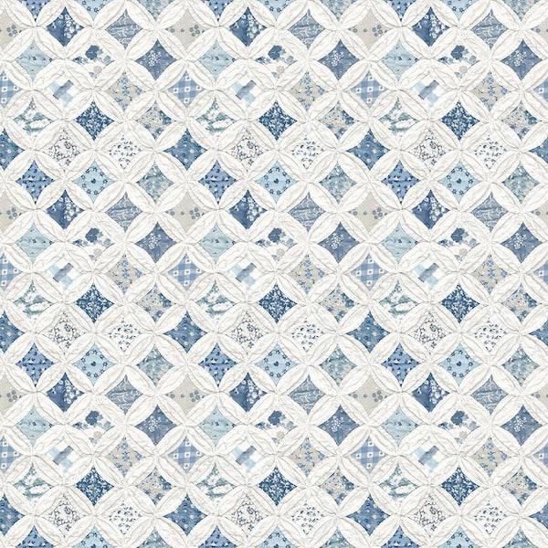 Chesapeake Mcentire Blue Geometric Quilt Blue Wallpaper Sample