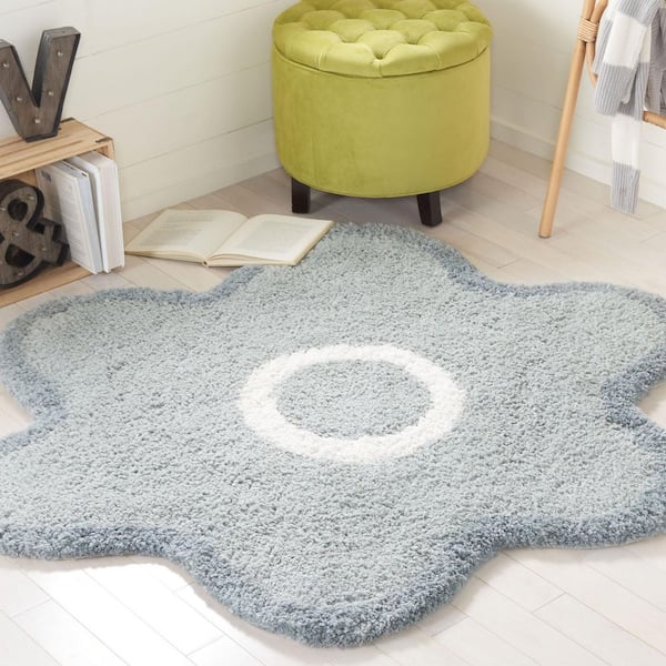 Novelty 3 ft. x 3 ft. Light Gray/Ivory Floral Specialty Area Rug