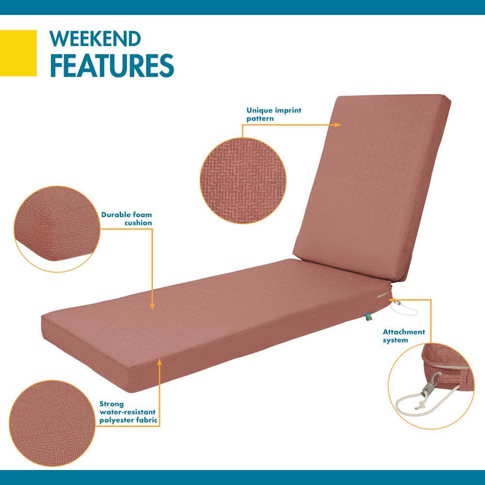 Cedarwood Water-Resistant Outdoor Chaise Lounge Cushion, 80" x 26" x 3"