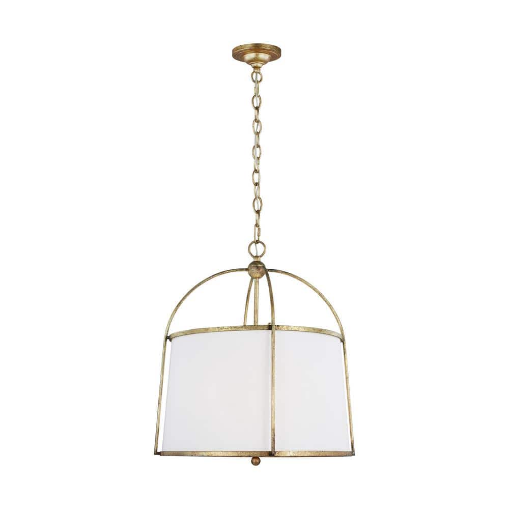 Antique Guild Steel Drum Pendant with White Shade