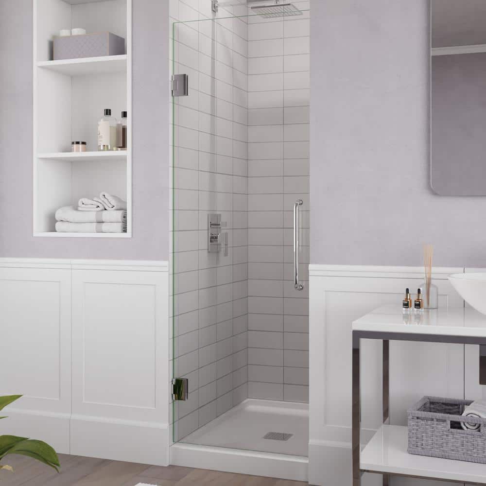 Nita Series 30 in. x 72 in. H Hinged Frameless Shower Door in Chrome with T