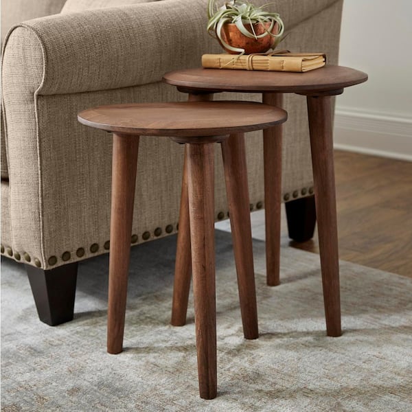 Home Decorators Collection Haze Brown Finish Wood Accent Tables (Set of 2) (16 in. W x 21 in. H)