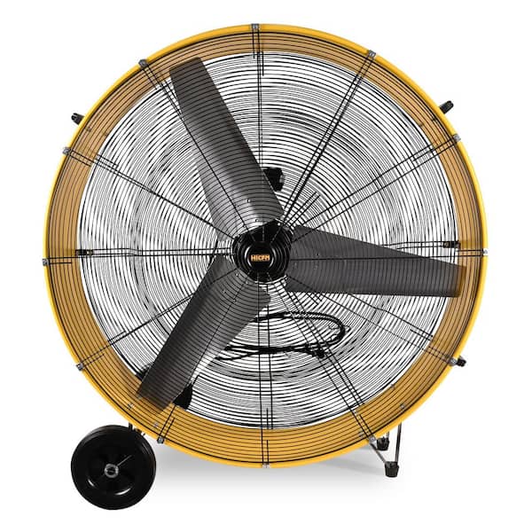 Edendirect 42 in. 2 Fan Speeds Drum Fan in Yellow with Handle and Wheels, Industrial Fan